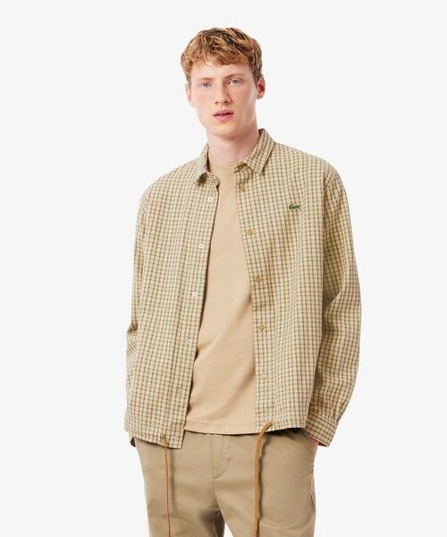 LACOSTE/ラコステ オーバーサイズフィットチェックフランネルシャツ ベージュ 41(日本サイズXL) LACOSTE/ラコステ オーバーサイズフィットチェックフランネルシャツ ベージュ 41(日本サイズXL)