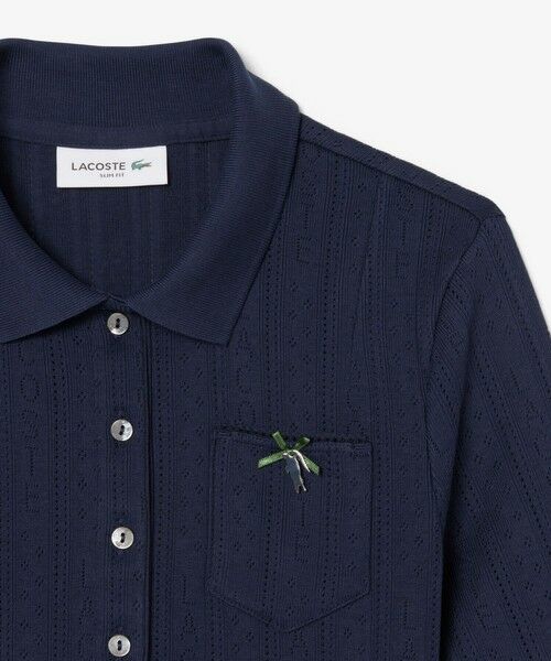 LACOSTE / ラコステ ポロシャツ | レース調 リボン付き ポインテルニット 半袖ポロシャツ | 詳細5