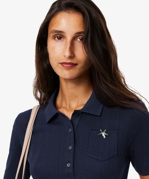 LACOSTE / ラコステ ポロシャツ | レース調 リボン付き ポインテルニット 半袖ポロシャツ | 詳細2