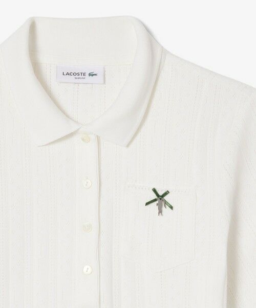 LACOSTE / ラコステ ポロシャツ | レース調 リボン付き ポインテルニット 半袖ポロシャツ | 詳細10