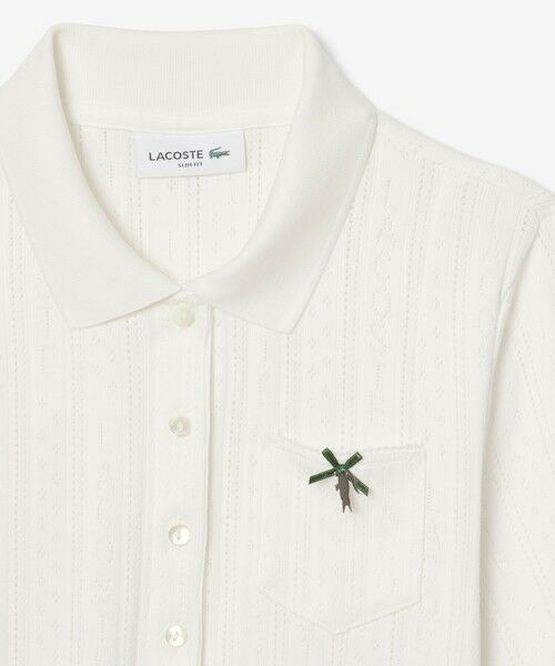 LACOSTE / ラコステ ポロシャツ | レース調 リボン付き ポインテルニット 半袖ポロシャツ | 詳細11