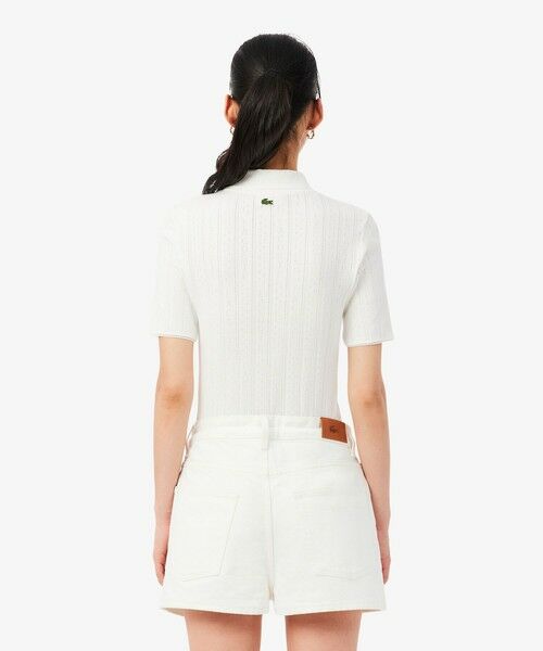 LACOSTE / ラコステ ポロシャツ | レース調 リボン付き ポインテルニット 半袖ポロシャツ | 詳細8
