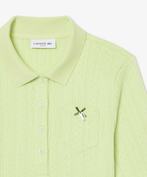 LACOSTE / ラコステ ポロシャツ | レース調 リボン付き ポインテルニット 半袖ポロシャツ | 詳細15