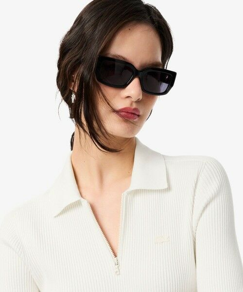 LACOSTE / ラコステ ミニ丈・ひざ丈ワンピース | レーヨン混 ポロカラープリーツドレス / ハーフジップワンピース | 詳細1