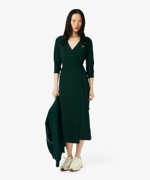 LACOSTE/ラコステ ポロシャツディテールラップドレス ダークグリーン 34(S) LACOSTE/ラコステ ポロシャツディテールラップドレス ダークグリーン 34(S)