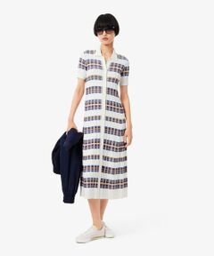 LACOSTE / ラコステ ミニ丈・ひざ丈ワンピース | リブニットマルチカラーシャツドレス