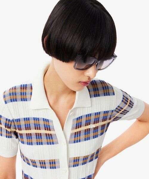 LACOSTE / ラコステ ミニ丈・ひざ丈ワンピース | リブニットマルチカラーシャツドレス | 詳細1