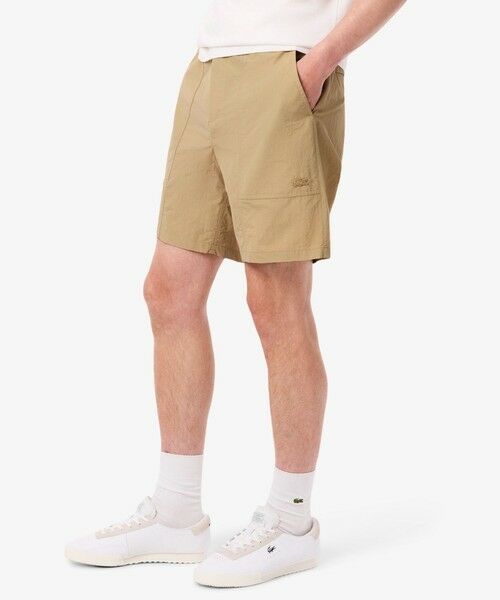 LACOSTE / ラコステ ショート・ハーフ・半端丈パンツ | 撥水・防風・軽量ファブリック ワークナイロンショーツ / ハーフパンツ(ベージュ)