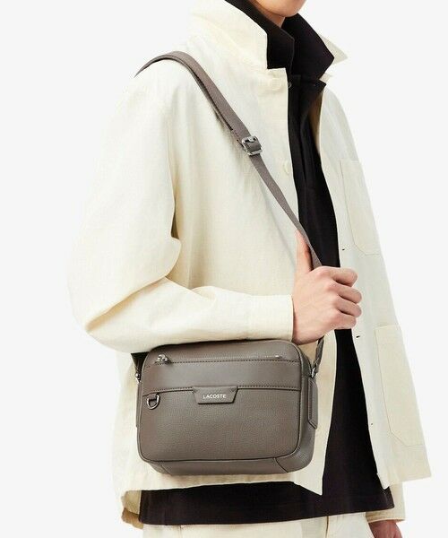 LACOSTE / ラコステ ショルダーバッグ | オシアン レザーレポーターバッグ（グレー）