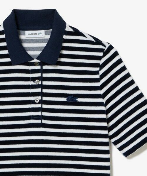 LACOSTE / ラコステ ポロシャツ | ベロアボーダー半袖ポロシャツ(ネイビー)