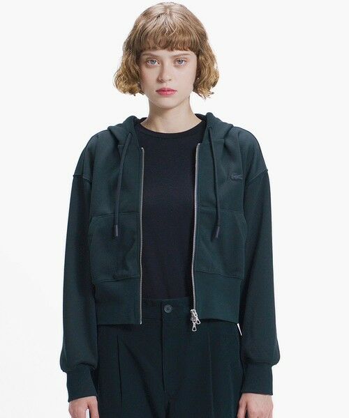 LACOSTE / ラコステ パーカー | 裏パイルクロップドジップフーディー(ダークグリーン)