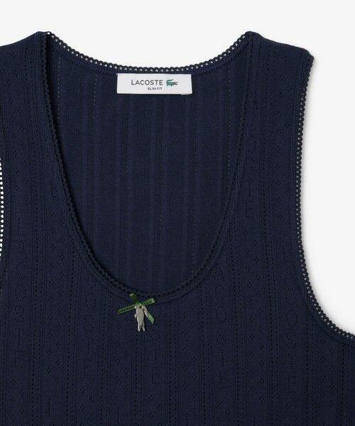 LACOSTE / ラコステ タンクトップ | レース調 ポワンテルニット リボンタンクトップ | 詳細4