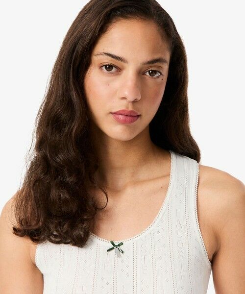 LACOSTE / ラコステ タンクトップ | レース調 ポワンテルニット リボンタンクトップ | 詳細7