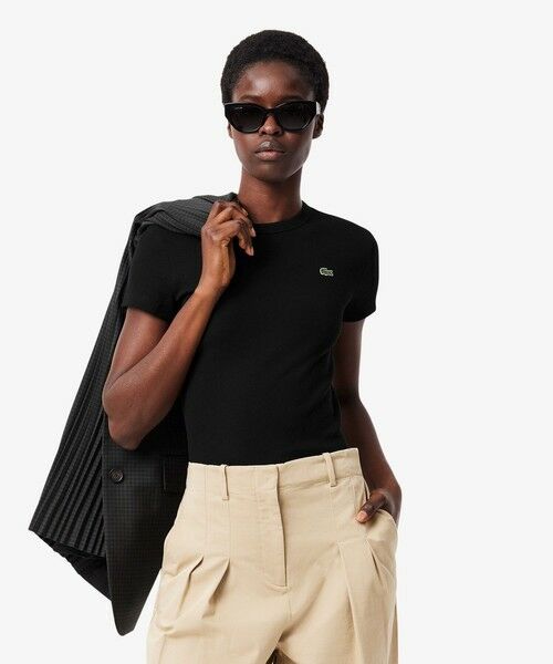 LACOSTE / ラコステ シャツ・ブラウス | タイトフィットリブニットTシャツ(ブラック)