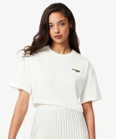 LACOSTE / ラコステ Tシャツ | ネーム＆ワニロゴパッチクロップド半袖Tシャツ