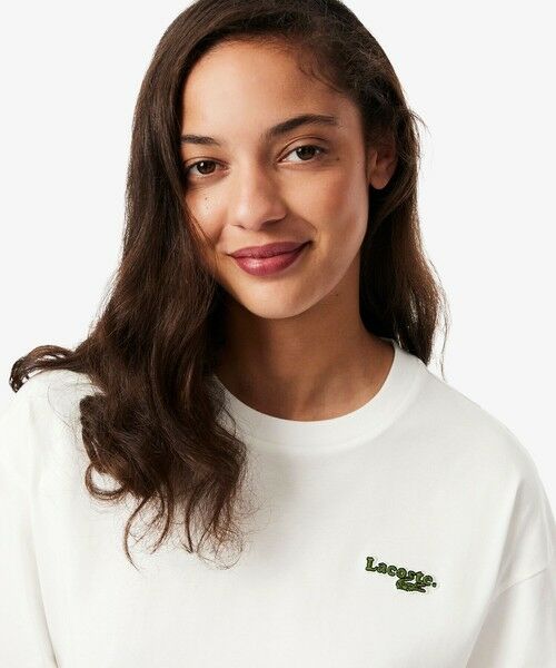 LACOSTE / ラコステ Tシャツ | ネーム&ワニロゴパッチクロップド半袖Tシャツ | 詳細2