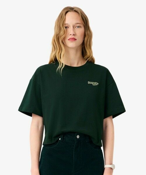 ラコステ半袖シャツ ネーム＆ワニロゴパッチクロップド半袖Tシャツ （Tシャツ