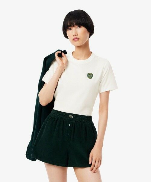 LACOSTE/ラコステ 【EC only】ラコステパリエンブレムワッペンレディースTシャツ ホワイト 34(S) LACOSTE/ラコステ 【EC only】ラコステパリエンブレムワッペンレディースTシャツ ホワイト 34(S)