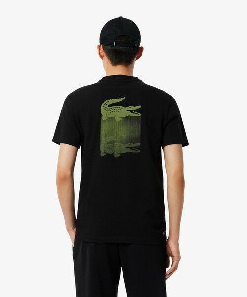 LACOSTE / ラコステ Tシャツ | フェイドエフェクトワニロゴバックプリントウルトラドライTシャツ(ブラック)