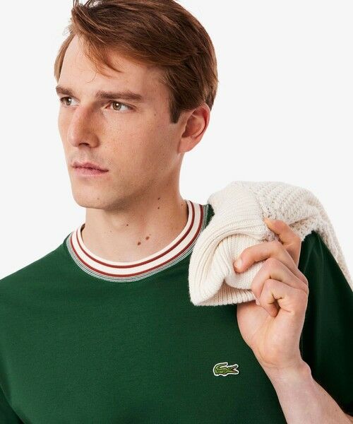 LACOSTE / ラコステ Tシャツ | ボーダーリブネックフレンチメイドTシャツ | 詳細1