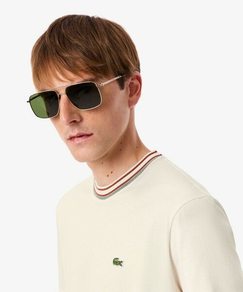 LACOSTE / ラコステ Tシャツ | ボーダーリブネックフレンチメイドTシャツ | 詳細7