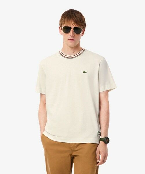 LACOSTE/ラコステ ボーダーリブネックフレンチメイドTシャツ オフホワイト 2(日本サイズS) LACOSTE/ラコステ ボーダーリブネックフレンチメイドTシャツ オフホワイト 2(日本サイズS)