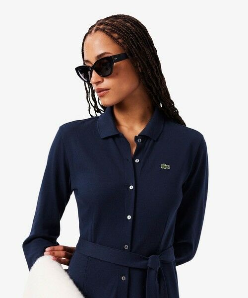 LACOSTE / ラコステ ミニ丈・ひざ丈ワンピース | 鹿の子地ポロカラーシャツドレス | 詳細1