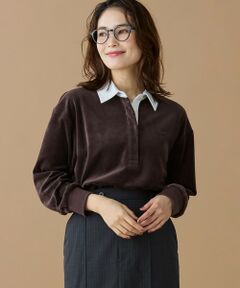 LACOSTE / ラコステ ポロシャツ | ルーズシルエット サイドスリット ベロアポロシャツ