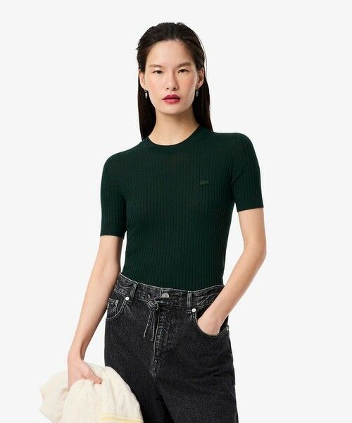 LACOSTE / ラコステ ニット・セーター | 3Dニッティングショートスリーブメリノウールセーター(ダークグリーン)