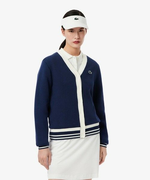 LACOSTE / ラコステ カーディガン・ボレロ | ウィンドブレイカーニットカーディガン(ネイビー)