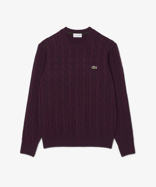 LACOSTE / ラコステ ニット・セーター | ミドルゲージ ウールケーブルニット（バーガンディー）