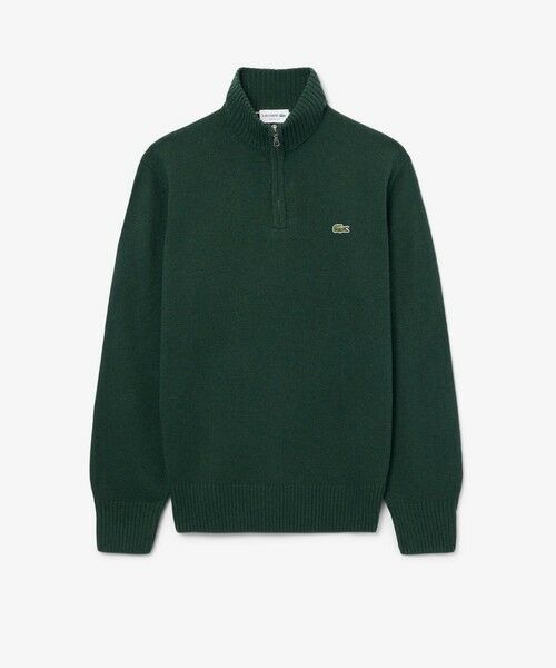 LACOSTE / ラコステ ニット・セーター | ハイネックハーフジップ ウールニットセーター(ダークグリーン)
