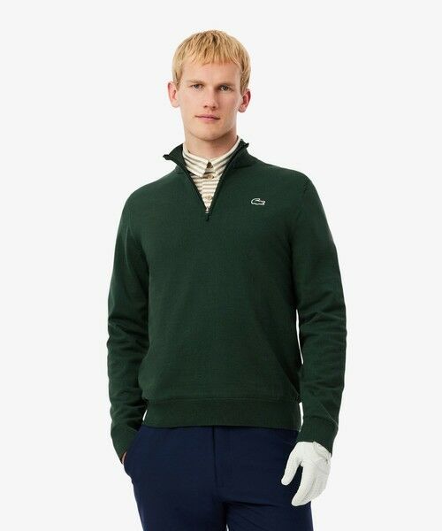 LACOSTE / ラコステ ニット・セーター | ウールブレンドハーフジップゴルフセーター(ダークグリーン)