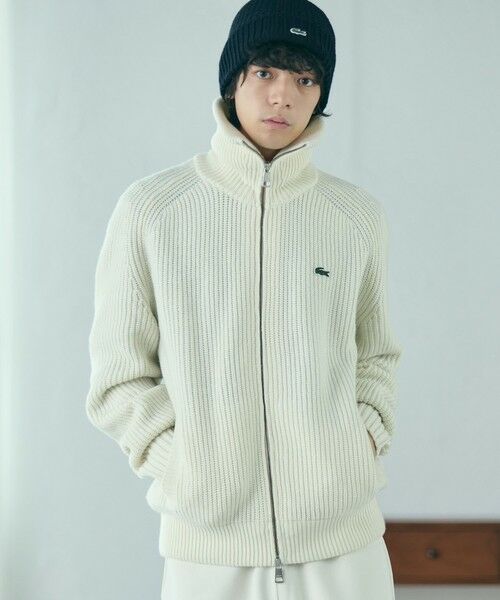 LACOSTE / ラコステ ニット・セーター | ミドルゲージハイネックジップウールセーター / ドライバーズニット | 詳細9