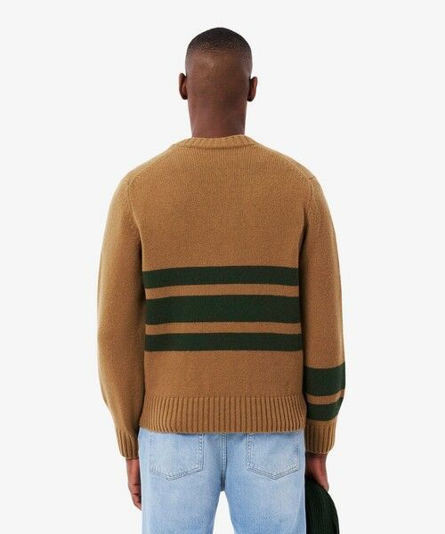 LACOSTE / ラコステ ニット・セーター | アシンメトリーボーダーVネック ウールニットセーター | 詳細2