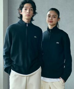 LACOSTE / ラコステ ニット・セーター | ハイネックフルジップ ウールニットセーター / ドライバーズニット