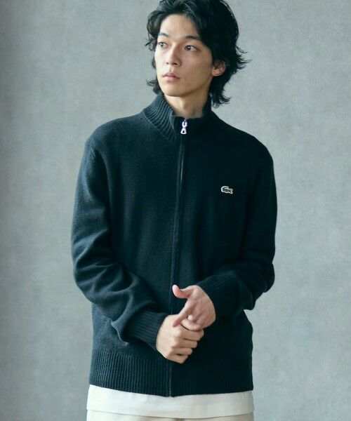 LACOSTE / ラコステ ニット・セーター | ハイネックフルジップ ウールニットセーター / ドライバーズニット | 詳細1