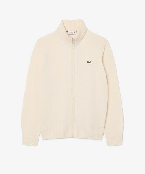 LACOSTE / ラコステ ニット・セーター | ハイネックフルジップ ウールニットセーター / ドライバーズニット(オフホワイト)