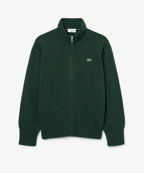 LACOSTE / ラコステ ニット・セーター | ハイネックフルジップ ウールニットセーター / ドライバーズニット(ダークグリーン)