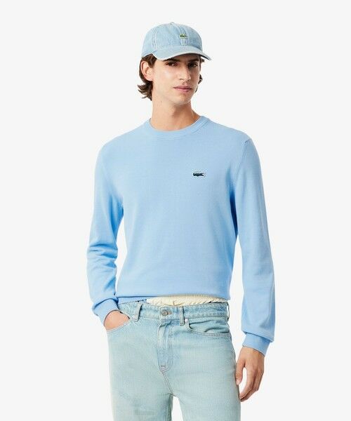 LACOSTE/ラコステ ランドスケープワニロゴコットンニットセーター ライトブルー 4(日本サイズL) LACOSTE/ラコステ ランドスケープワニロゴコットンニットセーター ライトブルー 4(日本サイズL)