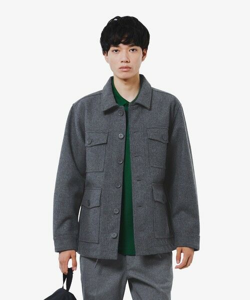 LACOSTE/ラコステ 防水 防風 ウールブレンド3レイヤージャケット グレー 50(日本サイズL)