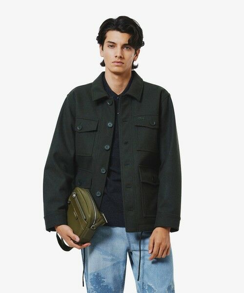 LACOSTE/ラコステ 防水 防風 ウールブレンド3レイヤージャケット チャコールグレー 46(日本サイズS)