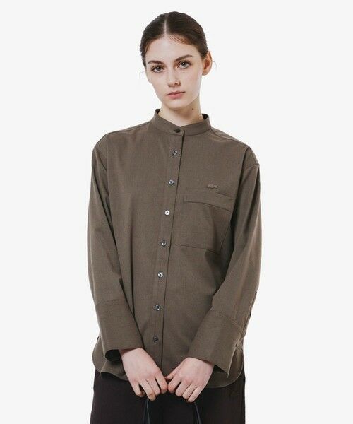 LACOSTE / ラコステ シャツ・ブラウス | ロングカフススタンドカラーシャツ(ダークブラウン)