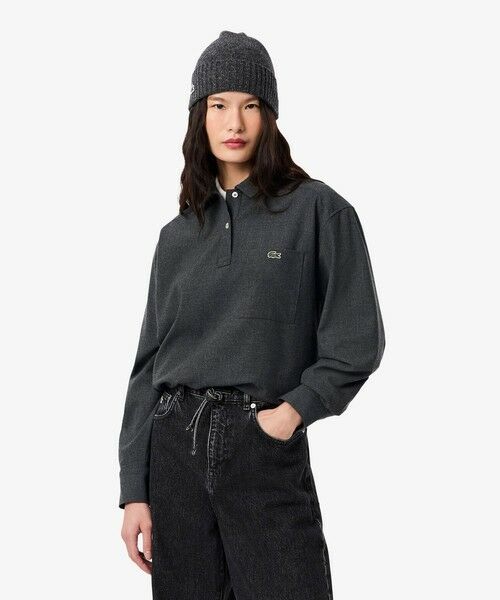 LACOSTE / ラコステ シャツ・ブラウス | オーバーサイズハーフボタン ストレッチフランネルシャツ | 詳細1