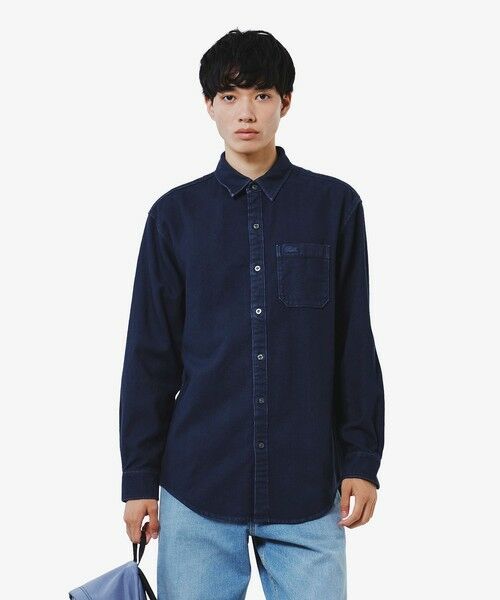 LACOSTE/ラコステ ウォッシュドヘリンボーンネルシャツ ダークネイビー 38(日本サイズS) LACOSTE/ラコステ ウォッシュドヘリンボーンネルシャツ ダークネイビー 38(日本サイズS)