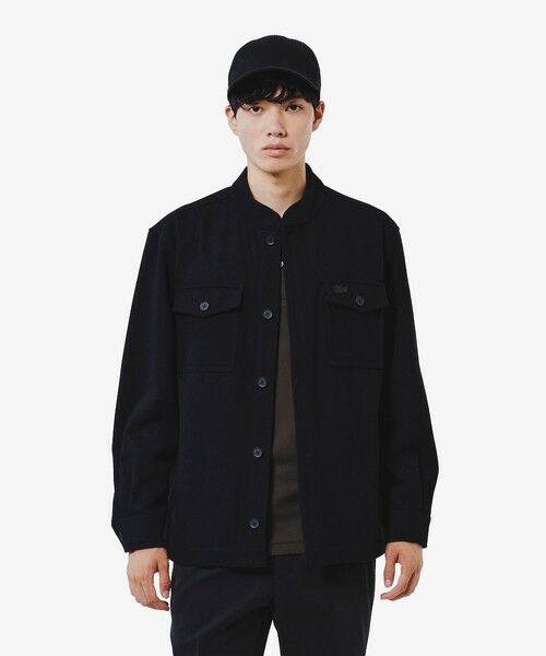 LACOSTE / ラコステ シャツ・ブラウス | ウールブレンドメルトン スタンドカラーシャツブルゾン(ブラック)
