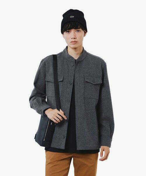LACOSTE / ラコステ シャツ・ブラウス | ウールブレンドメルトン スタンドカラーシャツブルゾン(グレー)