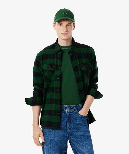 LACOSTE/ラコステ オーバーサイズドコットンプレイド フランネルチェックシャツ グリーン 40(日本サイズL) LACOSTE/ラコステ オーバーサイズドコットンプレイド フランネルチェックシャツ グリーン 40(日本サイズL)