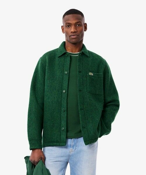 LACOSTE / ラコステ シャツ・ブラウス | ウールブレンドフェルトオーバーサイズ アウターシャツ(グリーン)