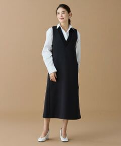 LACOSTE / ラコステ ミニ丈・ひざ丈ワンピース | ダンボールジャージニット ジャンパードレス / ジャンパースカート